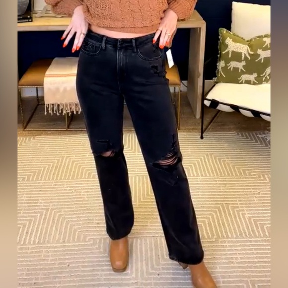 NWT Judy Blue 90's Rigid Magic Straight Leg Jeans - Black Size 15 - Picture 9 of 10